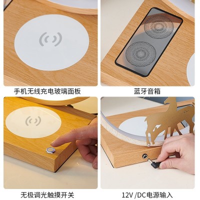 卧室创意夜灯智能调光床头台灯手机无线充电蓝牙音响装饰台灯摆件    1个图5