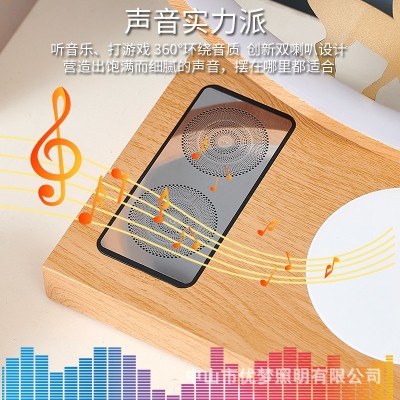 源头工厂智能调光小夜灯无线充电蓝牙音箱床头灯护眼新款卧室台灯  1个图3