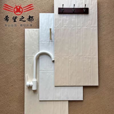 复古珍珠釉卫生间瓷砖贝壳珠光奶白色浴室厨房墙砖餐饮吧台背景墙图4