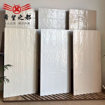 复古珍珠釉卫生间瓷砖贝壳珠光奶白色浴室厨房墙砖餐饮吧台背景墙图1