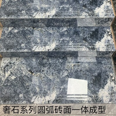 新品佛山奢石楼梯台阶瓷砖圆弧淋釉白胚1200x470梯级砖釉面亮光图2