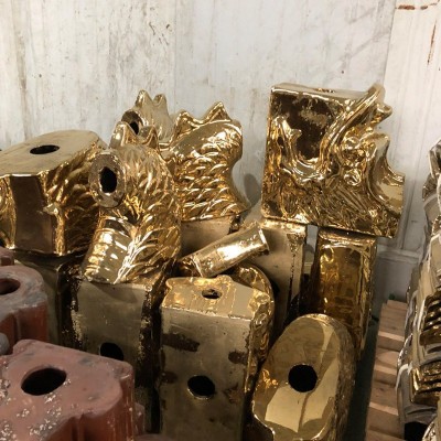鎏金瓦 镀金仿古瓦 磁控溅射工艺 批发钛金寺庙瓦片图5