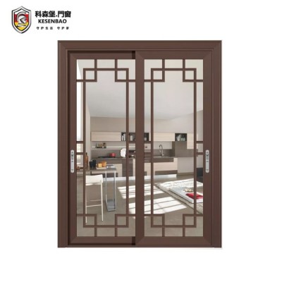 中式复古格条铝合金推拉门 落地阳台玻璃移门厨房庭院推拉门图5