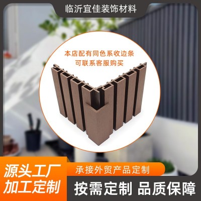 户外塑木墙板PE共挤室外护墙板庭院栅栏露台围栏户外木塑格栅墙板图3