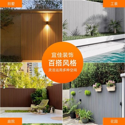 户外塑木墙板PE共挤室外护墙板庭院栅栏露台围栏户外木塑格栅墙板图4