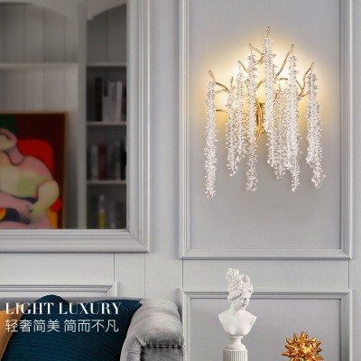 批发 后现代轻奢创意树枝壁灯 水晶灯主卧客厅背景墙灯装饰灯具图4