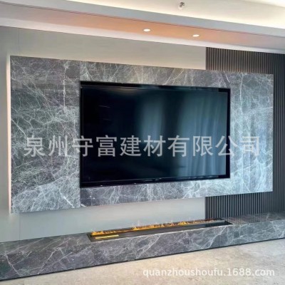 ai马仕灰天然大理石楼梯旋转踏步板石材背景墙电视装饰图2