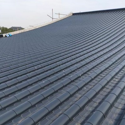 供应2号3号分体仿古瓦中式古建筑屋面瓦 铝筒瓦板瓦 铝镁锰金属瓦图4