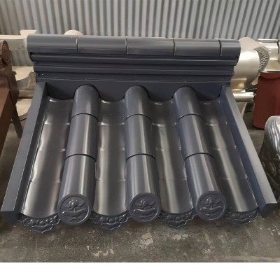 供应2号3号分体仿古瓦中式古建筑屋面瓦 铝筒瓦板瓦 铝镁锰金属瓦图5