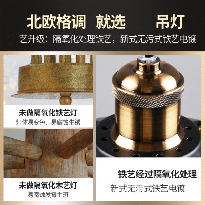 Loft北欧简约美式工业风乡村仓库复古创意吧台餐厅单头小黑裙吊灯图3