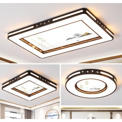 新中式LED吸顶灯 客厅灯长方形简约现代大气卧室餐厅书房套餐灯具图2