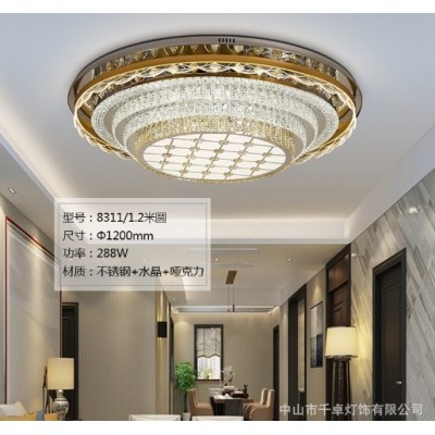 LED水晶灯奢华长方形客厅大灯 创意圆形卧室吸顶灯具工厂直供批发图2