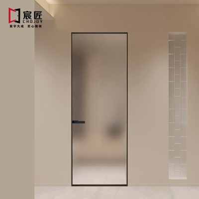 隐框玻璃平开门轻奢无框隐形窄边静音铝框玻璃门厨房门卫生间成都图2