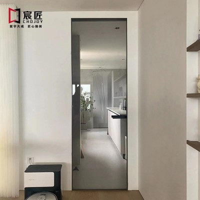 隐框玻璃平开门轻奢无框隐形窄边静音铝框玻璃门厨房门卫生间成都图3