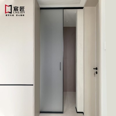 单扇口袋门内嵌玻璃门无轨道门隐形吊轨推拉门厨房移门吊滑门移门图4