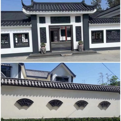 中式古风屋檐装饰瓦片古建门头瓦片围墙天然青石仿古瓦树脂瓦一体图2