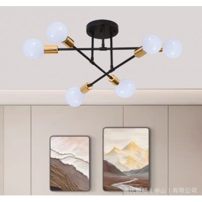 跨境北欧工业风创意餐厅简约卧室多头铁艺吸顶灯创意个性亚马逊灯图4