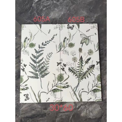 厂家供应体300*600厨房卫生间网红奶油白奶油黄花鸟飞燕花片花砖图3