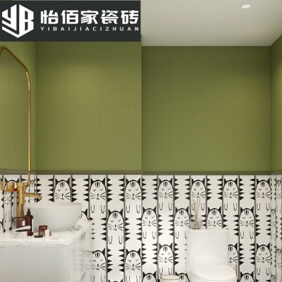 法式复古橄榄绿砖300×600卫生间阳台厨房墙砖咖啡店平面长条瓷砖图2