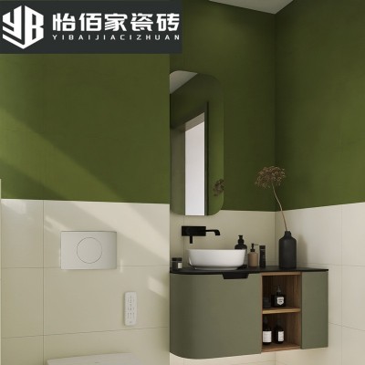 法式复古橄榄绿砖300×600卫生间阳台厨房墙砖咖啡店平面长条瓷砖图3