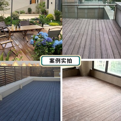 塑木地板户外露台阳台公园室外木塑防腐木二代共挤3D压花直纹木板图4