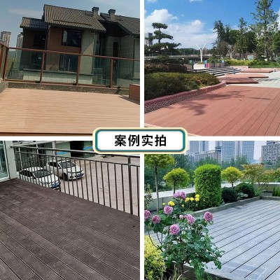 塑木地板户外140*25mm条纹庭院露台栈道花园圆孔实心室外木塑地板图4