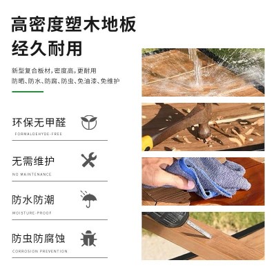 塑木地板户外140*25mm条纹庭院露台栈道花园圆孔实心室外木塑地板图2