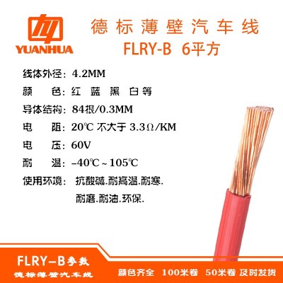 德标FLRY-B6平方阻燃耐油耐候-40到105℃薄壁汽车改装线束端子线图3