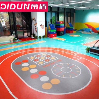 健身房地胶PVC地垫加厚塑胶地板胶篮球体适能跑道360图案私教地胶图2