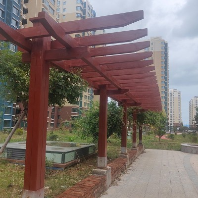 厂家批发户外樟子松防腐木板圆柱花架园林凉亭护栏户外防腐木条图3