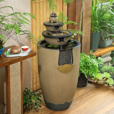 新中式流水摆件室内客厅电视柜旁循环水喷泉落地新居开业招财景观图2