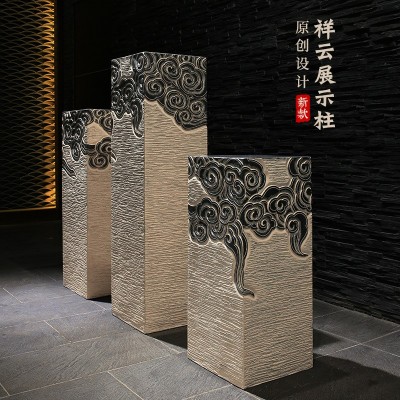 中式祥云石柱树脂工艺品室内家居装饰摆设玄关展示品底座落地摆件图2
