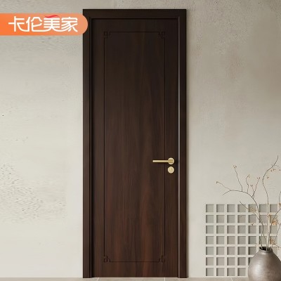 新中式中古风卧室门隔音平开复古门多层实木复合免漆门工厂平板门图4