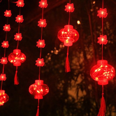 led新年窗帘灯节日布置 春节红灯笼喜庆装饰彩灯串阳台氛围灯批发图3
