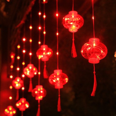 led新年窗帘灯节日布置 春节红灯笼喜庆装饰彩灯串阳台氛围灯批发图4