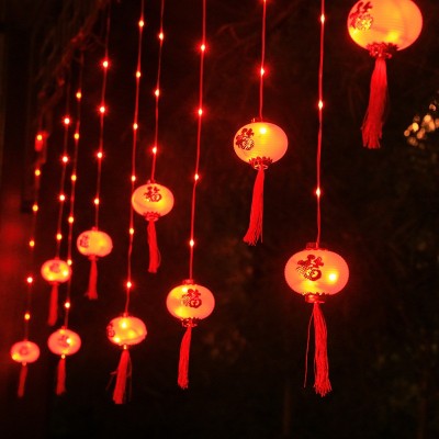 2025新年福字小红灯笼窗帘灯春节过年装饰氛围灯串阳台蛇年小彩灯图3