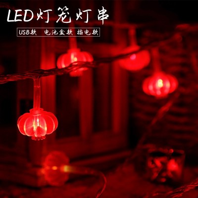 led太阳能小红灯笼新年彩灯串灯春节过年节日庭院户外防水装饰灯图3