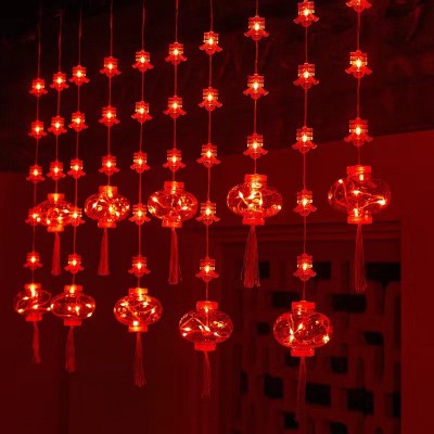 2025新年彩灯串灯过年小红灯笼中国风春字春节窗户阳台窗帘装饰灯图4