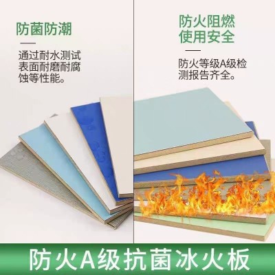 冰火板A级防火硅酸钙板无机预涂玻镁板医疗抗菌洁净板木饰面墙板      1平方米图3