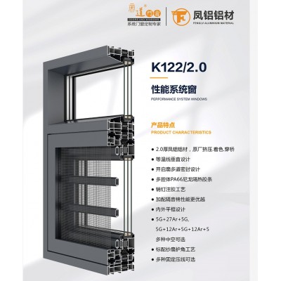 凤铝112系列断桥平开窗2.0厚自建房别墅商品房封阳台断桥铝门窗图4