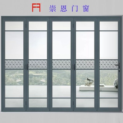 厂家批发阳台商铺隔断推拉钢化玻璃门 隔音隔热铝合金大折叠门图3