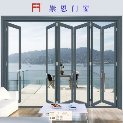 厂家批发阳台商铺隔断推拉钢化玻璃门 隔音隔热铝合金大折叠门图4