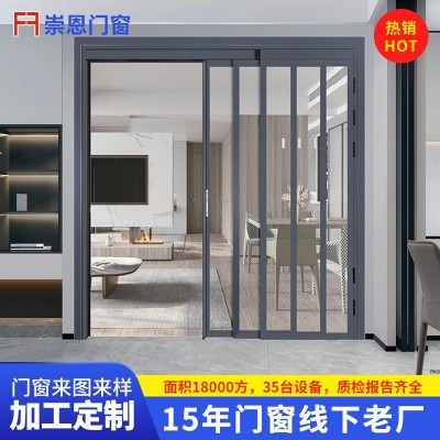pt门推拉折叠一体门厨房卫生间三联动玻璃pd推拉门极窄无地轨移门图2