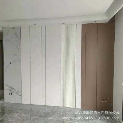 防撞客厅电视背景墙新房装修集成碳晶板防潮阻燃木饰面护墙板批发图4