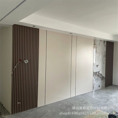 防撞客厅电视背景墙新房装修集成碳晶板防潮阻燃木饰面护墙板批发