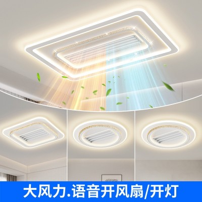 客厅灯新款全光谱无叶冷暖双用风扇灯现代离线语音风扇吸顶灯图2