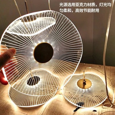 小复式楼客厅大吊灯荷叶loft公寓跃层挑高中空别墅楼梯长吊灯创意图5