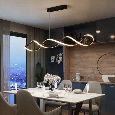新款餐厅吊灯简约现代家用卧室客厅led灯具条形线条创意唯美灯饰图3