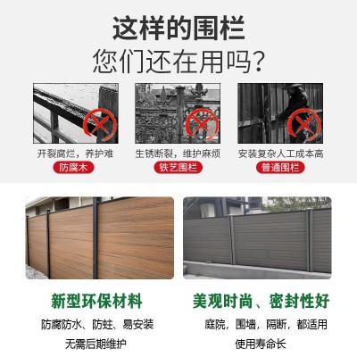 户外塑木围栏防水防腐花园院子别墅共挤木塑压花围墙护栏栅栏板材图2