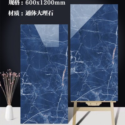 门面瓷砖600x1200客厅蓝色大板全瓷深色地砖60x120楼梯卫生间墙砖图2